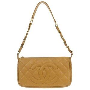 Chanel Beige Calfskin Chain Shoulder Bag 136248